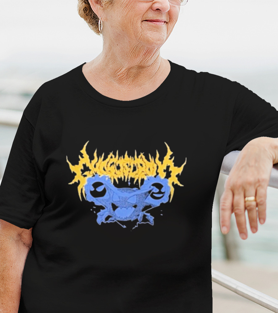 Ghost Supply Unknowns Text Striking Yellow Flames Blue Skull Graphic T-Shirt