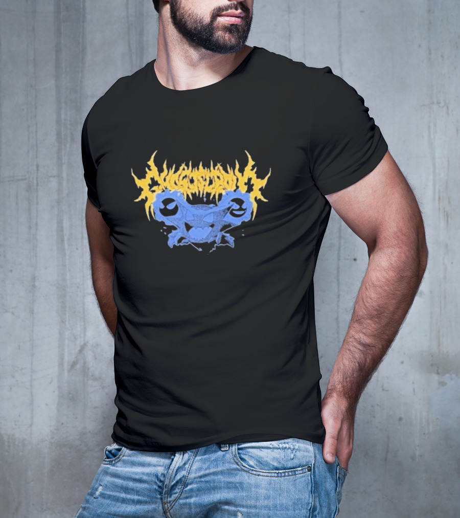 Ghost Supply Unknowns Text Striking Yellow Flames Blue Skull Graphic T-Shirt