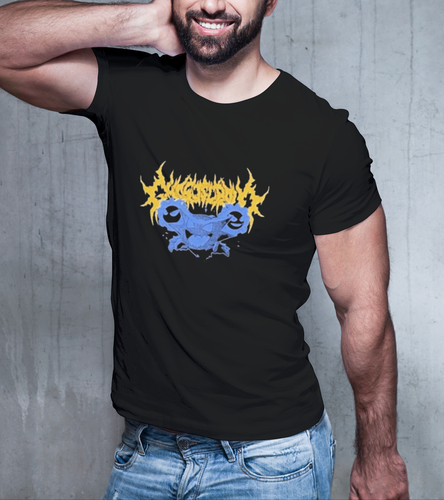 Ghost Supply Unknowns Text Striking Yellow Flames Blue Skull Graphic T-Shirt