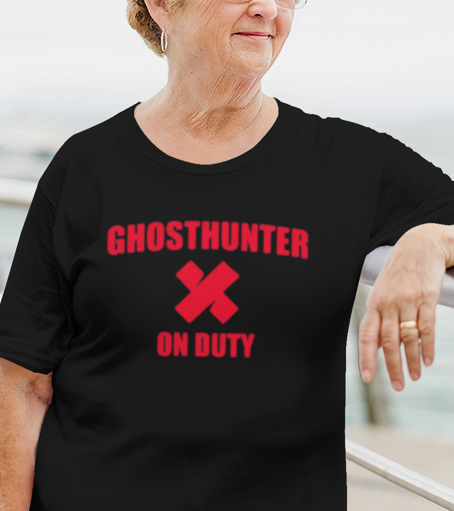 Ghosthunter On Duty Red Bold Font X Symbol T-Shirt