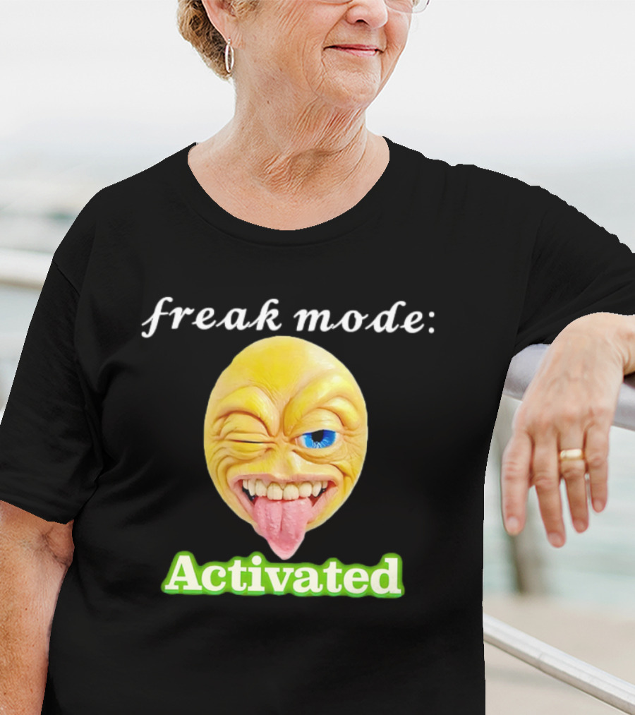 Freak Mode Activated Winking Tongue Out Emoji T-Shirt