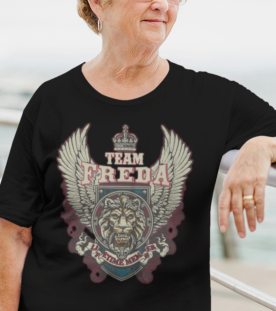 TEAM FREDA Lifetime Member Lion Crest Winged Emblem T-Shirt