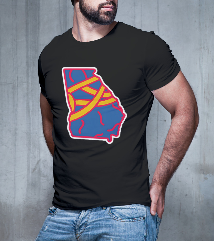 Friday Red State Stripe Atlanta Baseball Georgia Map T-Shirt