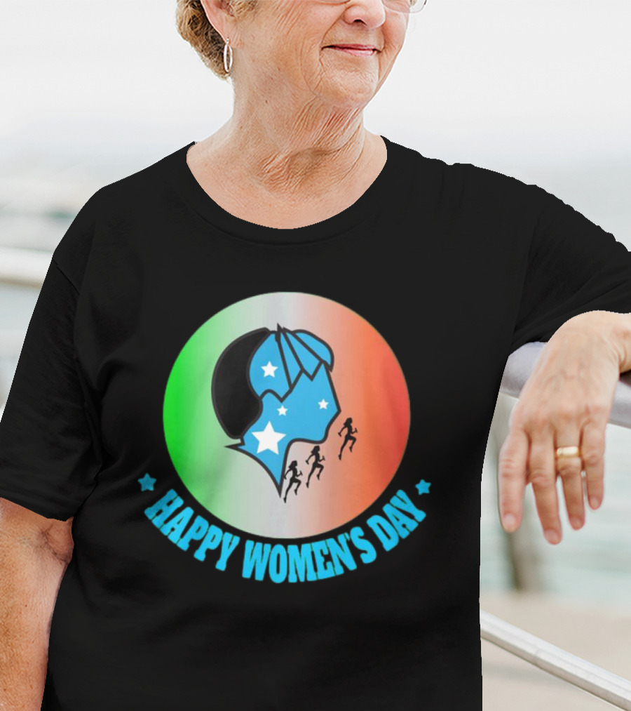 Happy Women's Day Tricolor Silhouette And Stars T-Shirt