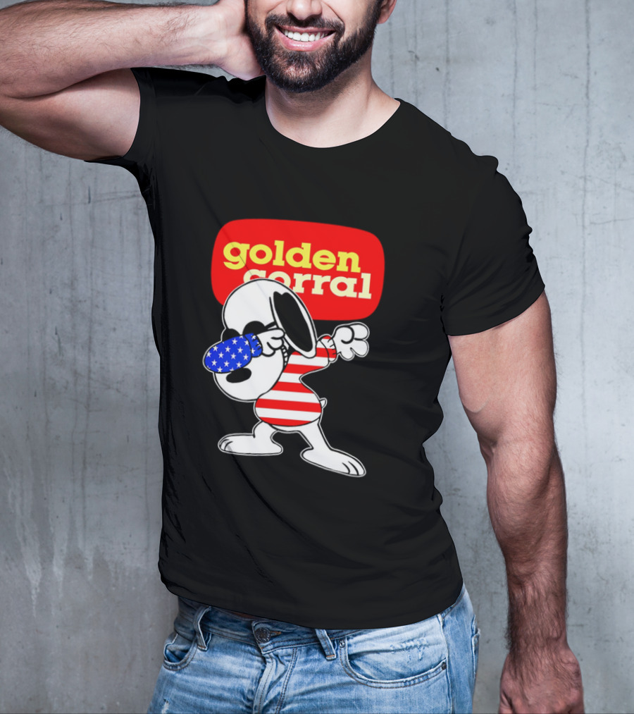 Golden Corral Snoopy Dabbing In American Flag Colors T-Shirt