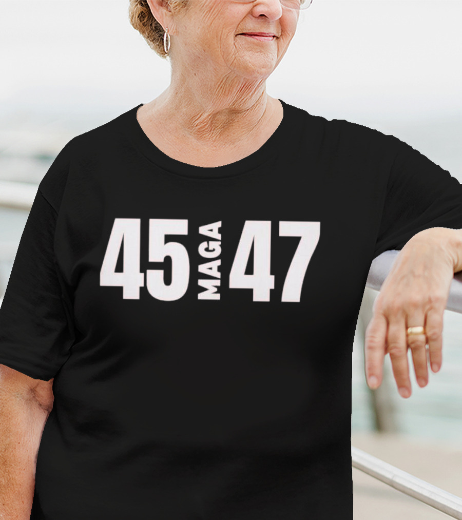 45 MAGA 47 White Bold Text Minimalist T-Shirt