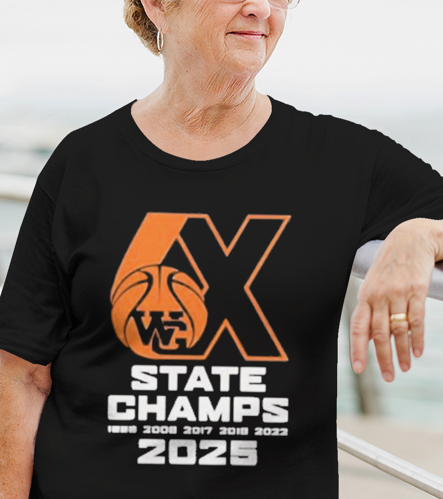 6X WG State Champs 2025 With Basketball Graphic T-Shirt