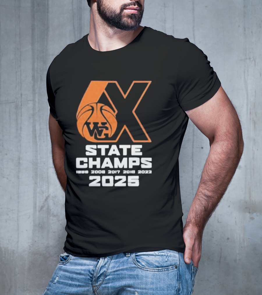 6X WG State Champs 2025 With Basketball Graphic T-Shirt