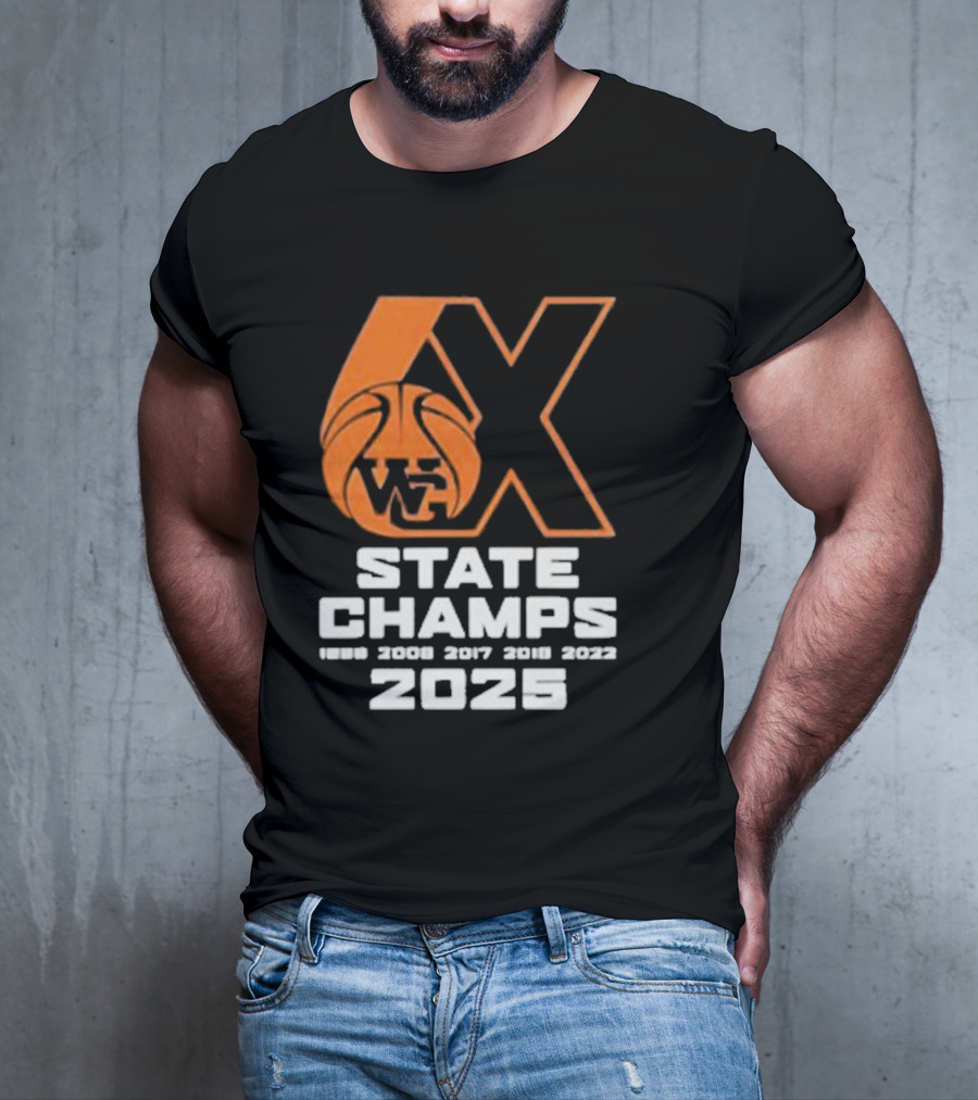 6X WG State Champs 2025 With Basketball Graphic T-Shirt