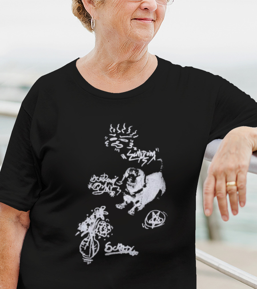 Aelfric Eden Graffiti Dog Flower Crown Art Doodle T-Shirt