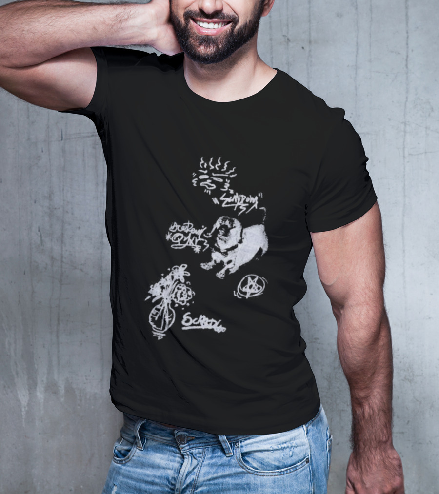 Aelfric Eden Graffiti Dog Flower Crown Art Doodle T-Shirt