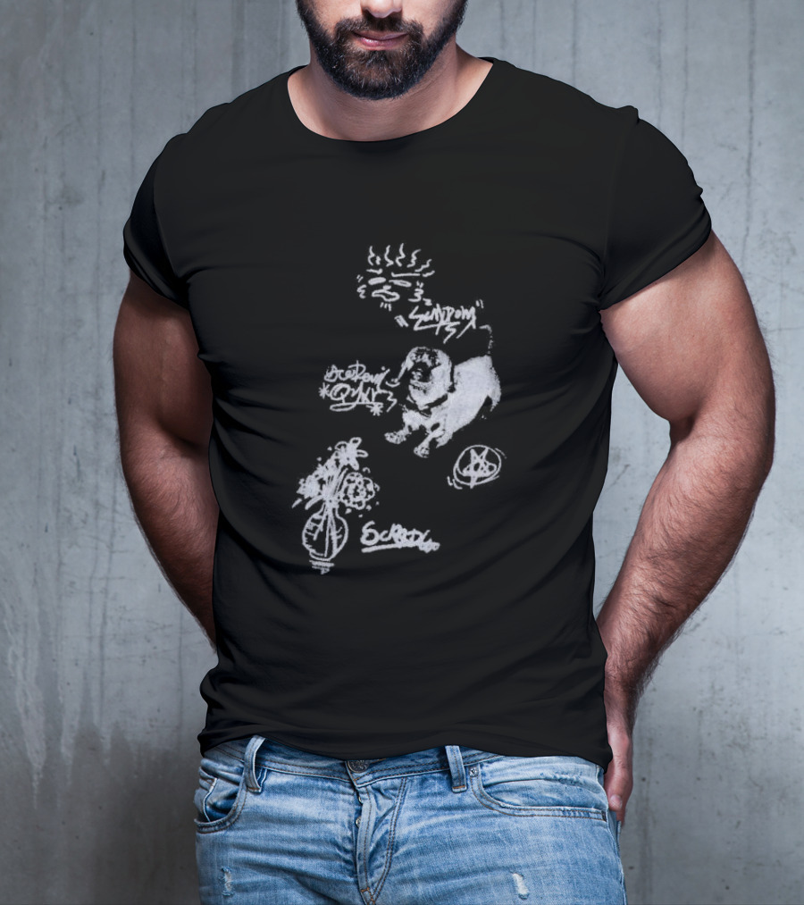 Aelfric Eden Graffiti Dog Flower Crown Art Doodle T-Shirt