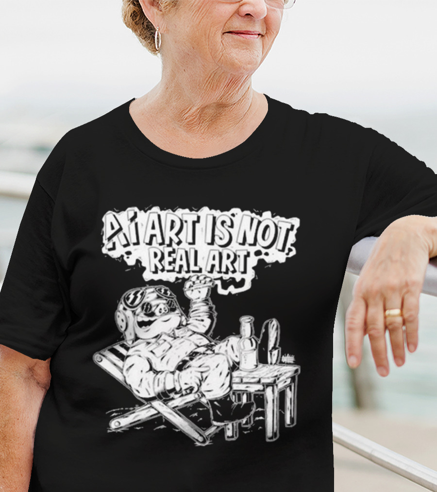 AI Art Is Not Real Art Beach Bear Relaxing Olafh Ace T-Shirt