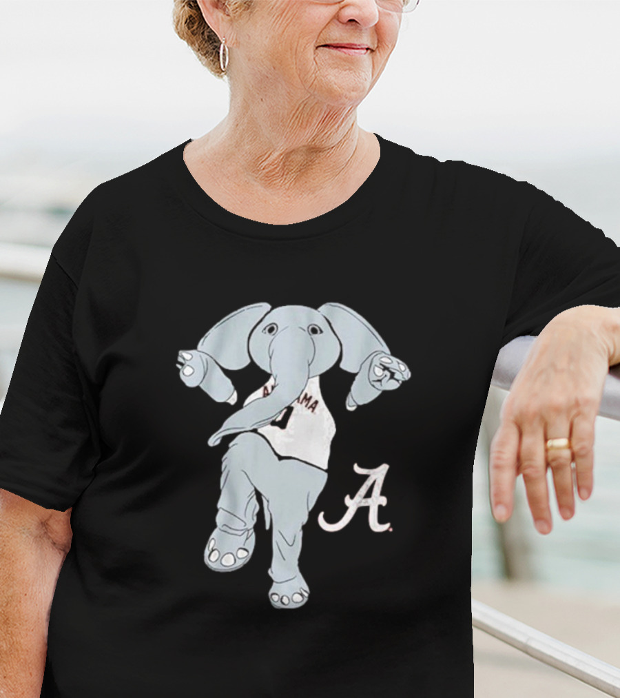Alabama Crimson Tide Big Al Elephant Mascot Dancing With Script A Initial T-Shirt