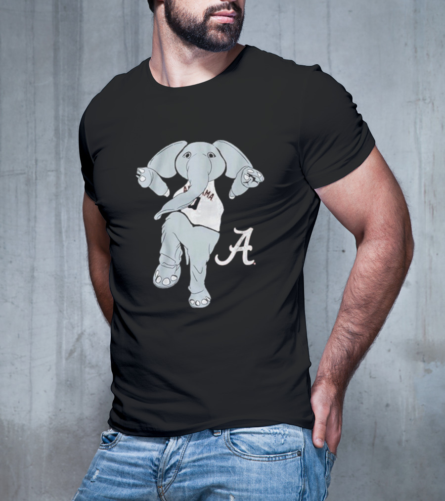 Alabama Crimson Tide Big Al Elephant Mascot Dancing With Script A Initial T-Shirt
