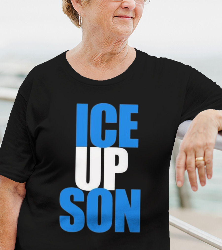 Albert Breer Ice Up Son Bold Blue And White Text T-Shirt