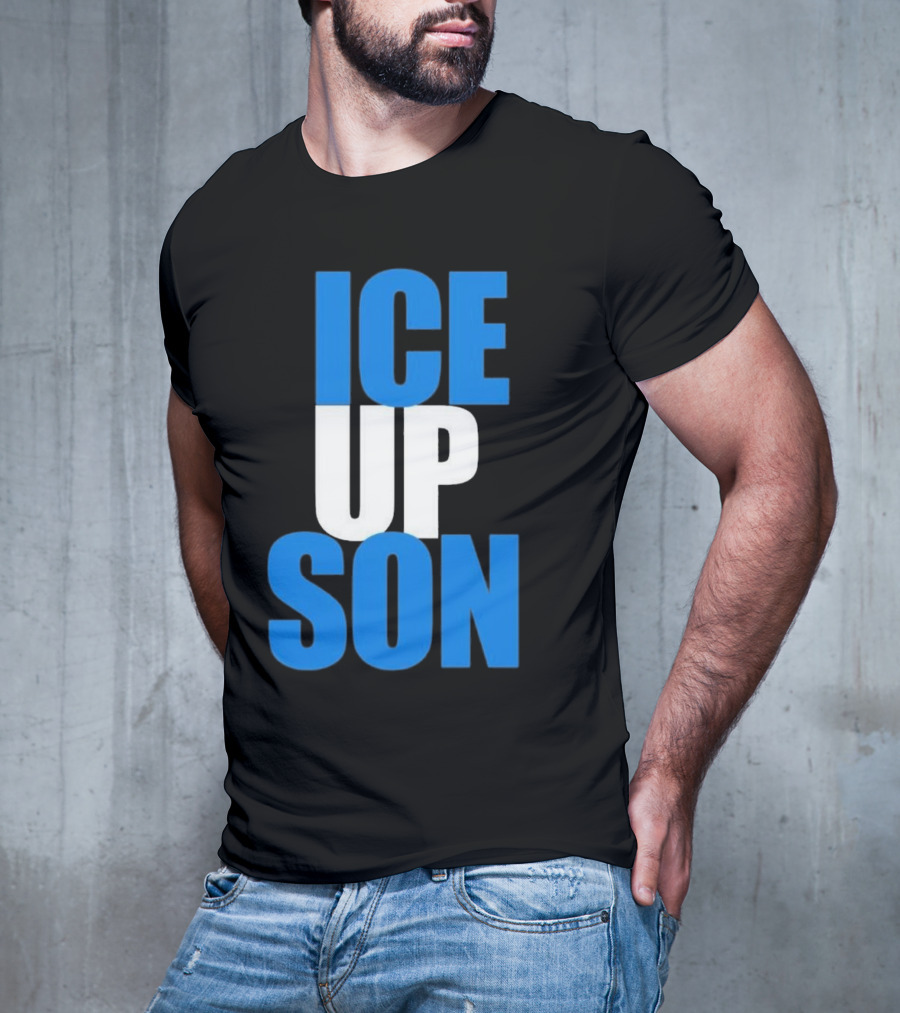 Albert Breer Ice Up Son Bold Blue And White Text T-Shirt