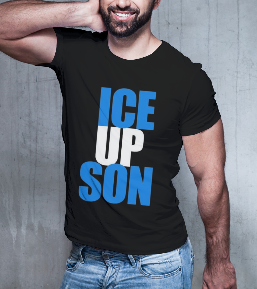 Albert Breer Ice Up Son Bold Blue And White Text T-Shirt