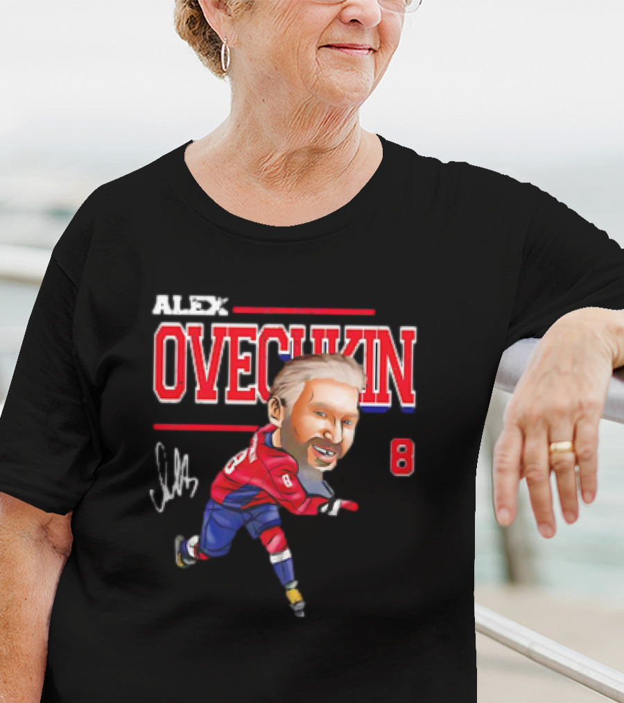 Alex Ovechkin Washington Capitals NHL Vintage Cartoon Signature 8 T-Shirt
