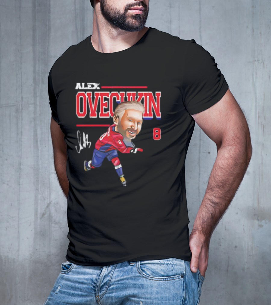Alex Ovechkin Washington Capitals NHL Vintage Cartoon Signature 8 T-Shirt