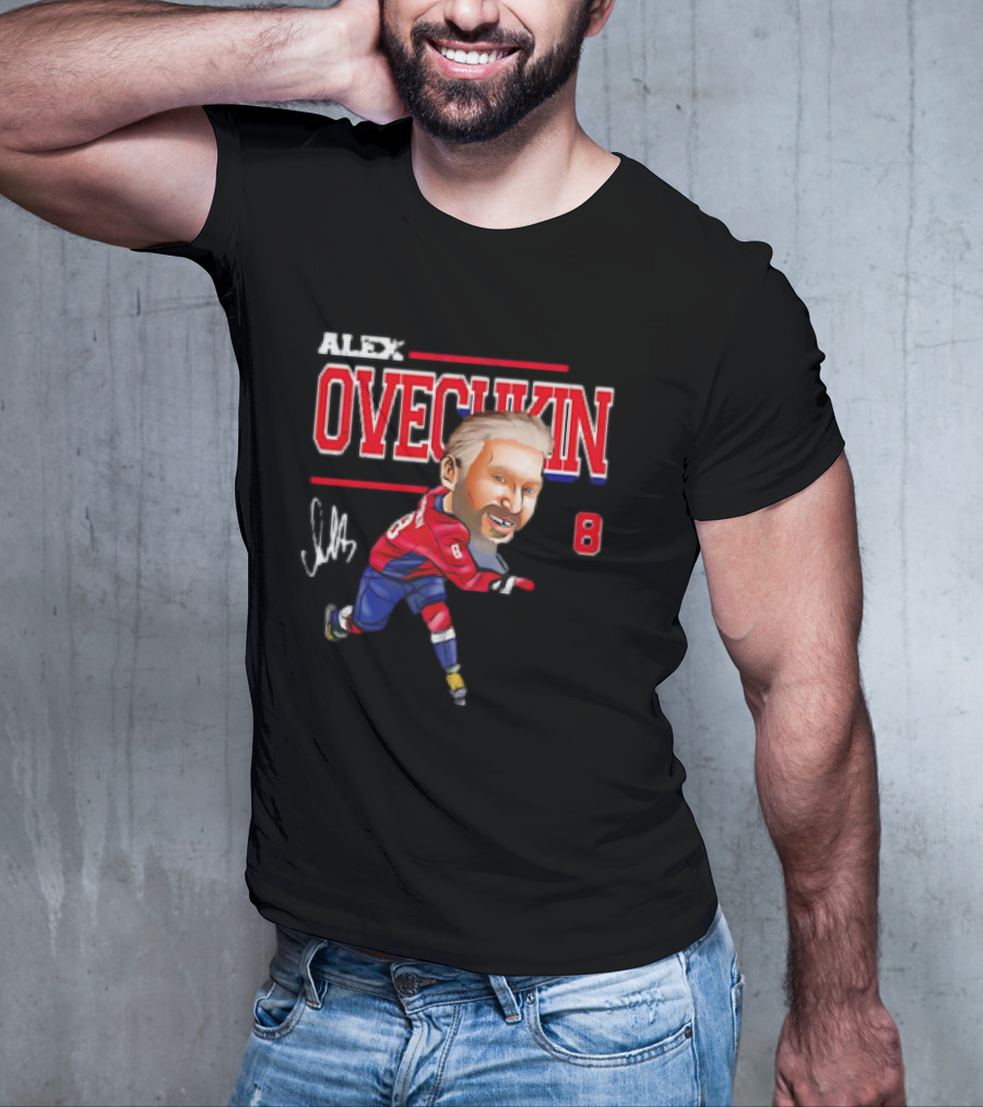 Alex Ovechkin Washington Capitals NHL Vintage Cartoon Signature 8 T-Shirt