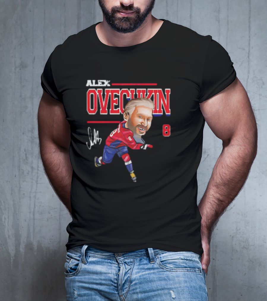 Alex Ovechkin Washington Capitals NHL Vintage Cartoon Signature 8 T-Shirt
