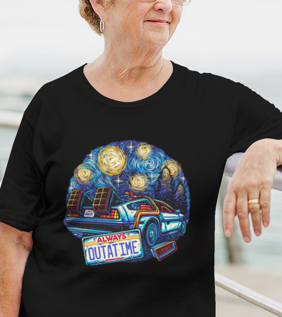 Always Outatime Back To The Future 1985 Van Gogh Style Car T-Shirt