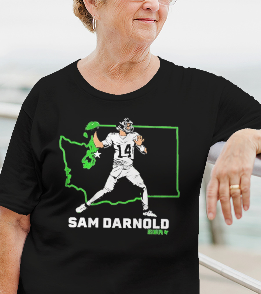 Sam Darnold Number 14 Quarterback Washington State Outline Seattle T-Shirt
