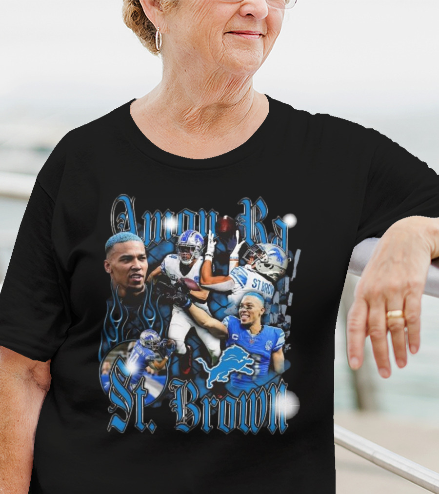 Amon Ra St. Brown Detroit Lions NFL Football Player Dynamic Collage T-Shirt