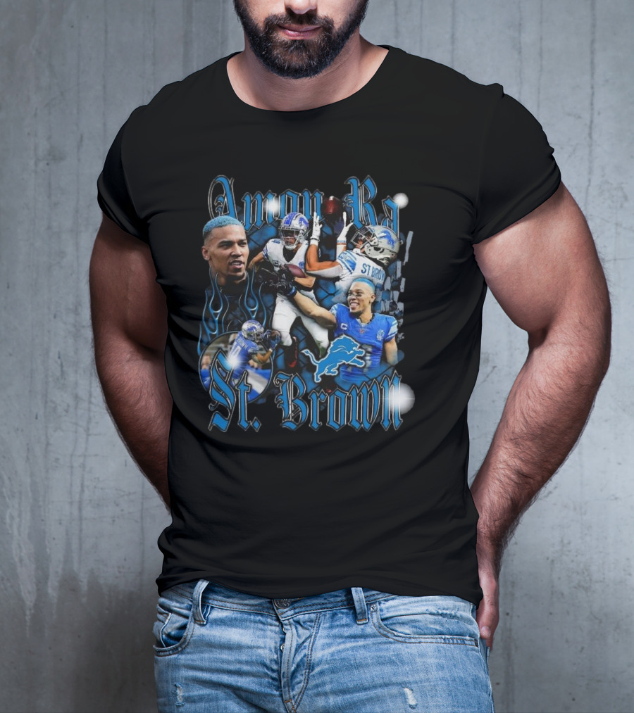 Amon Ra St. Brown Detroit Lions NFL Football Player Dynamic Collage T-Shirt