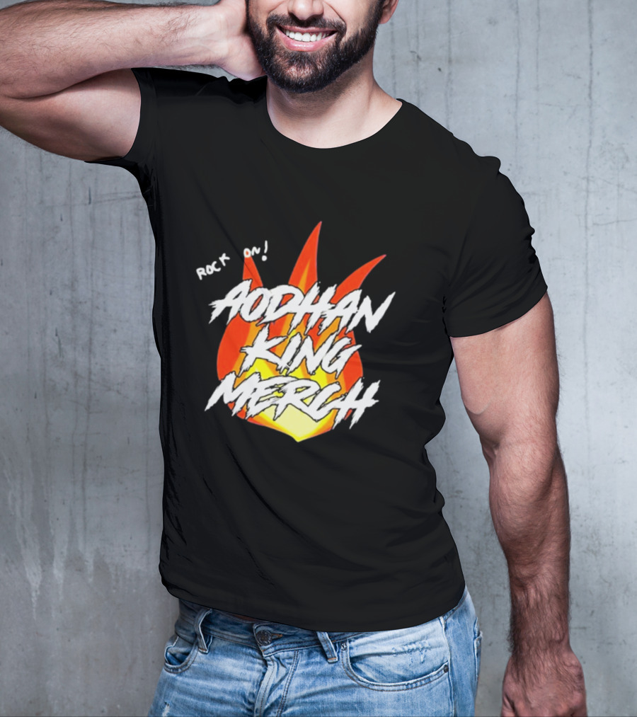 Aodhan King Rock On Flames Merch T-Shirt