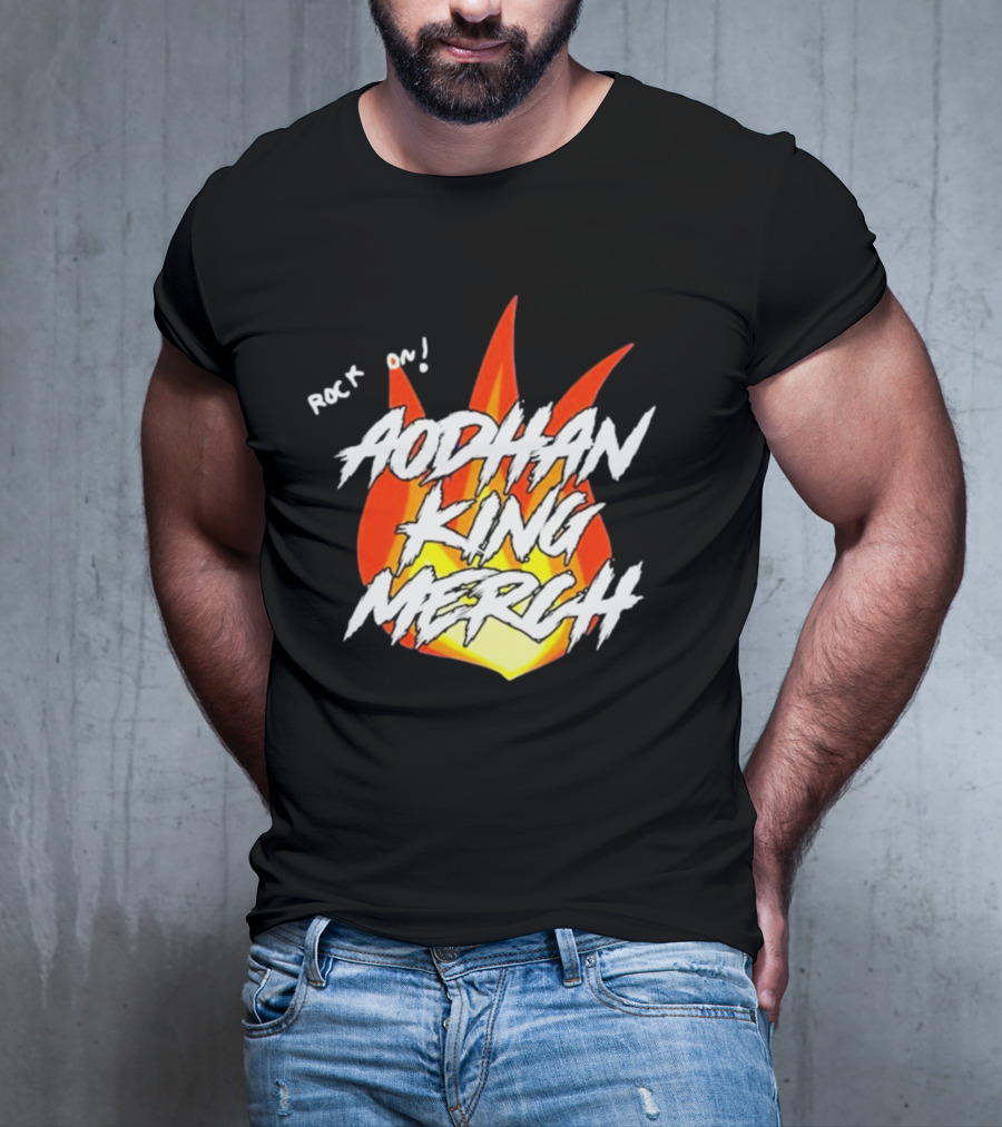 Aodhan King Rock On Flames Merch T-Shirt