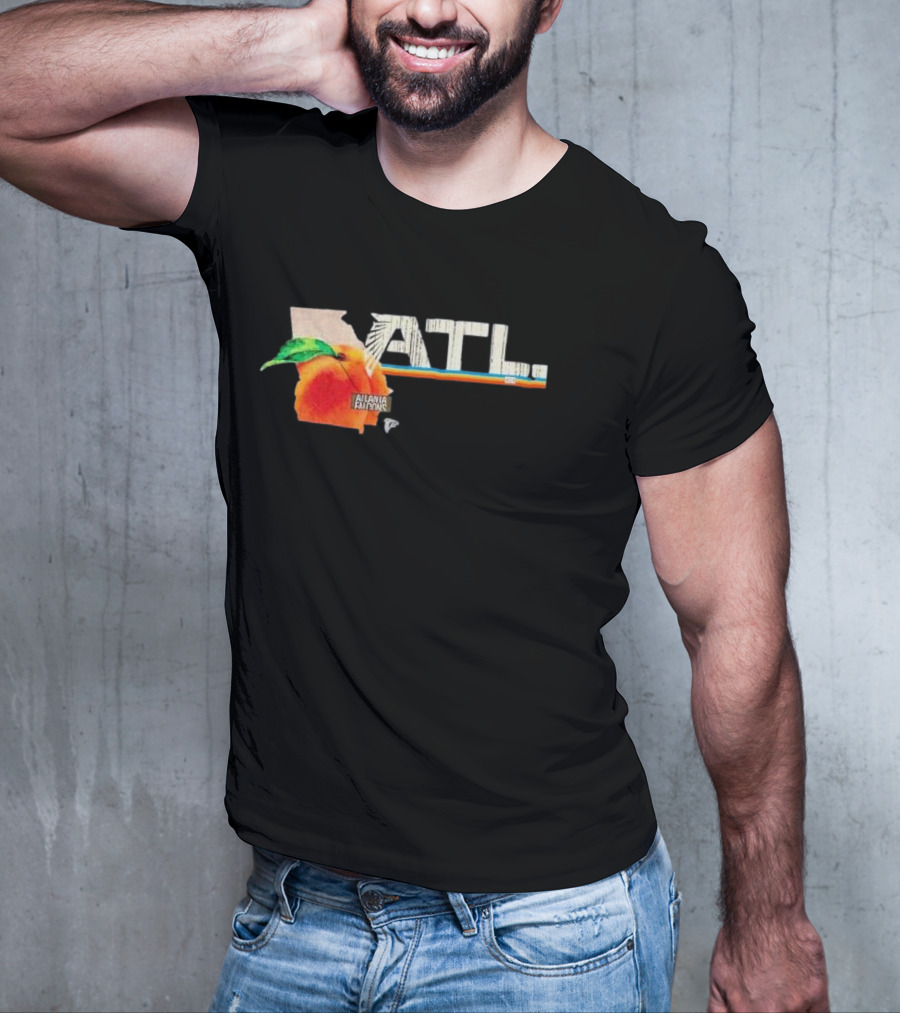 ATL Atlanta Falcons 2025 NFL Draft Peach Georgia Map Icon T-Shirt