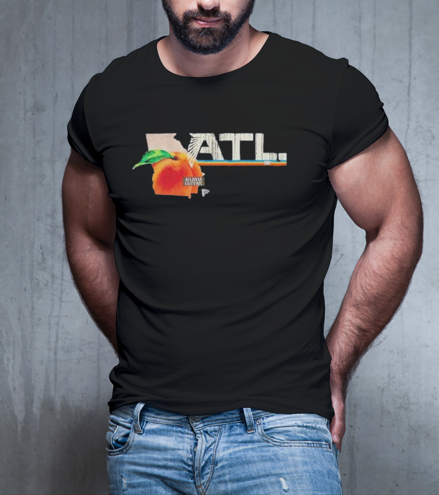 ATL Atlanta Falcons 2025 NFL Draft Peach Georgia Map Icon T-Shirt