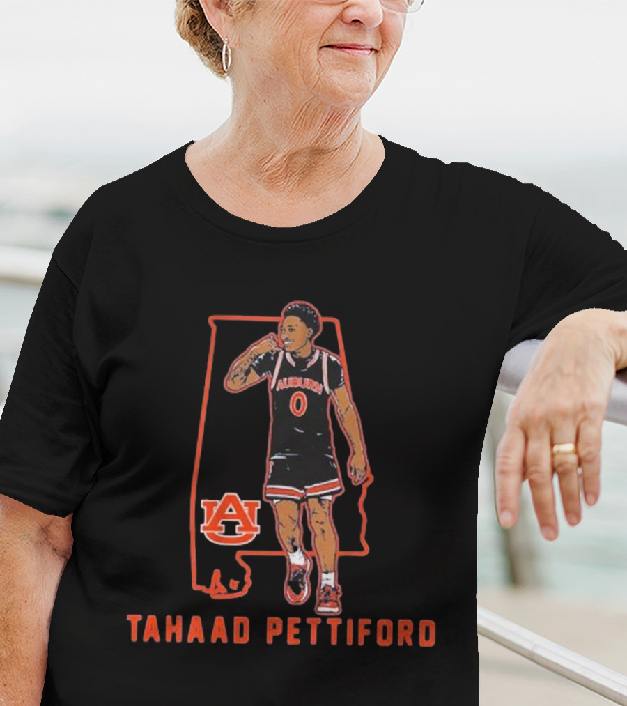 Auburn Basketball Tahaad Pettiford 0 Alabama Map T-Shirt