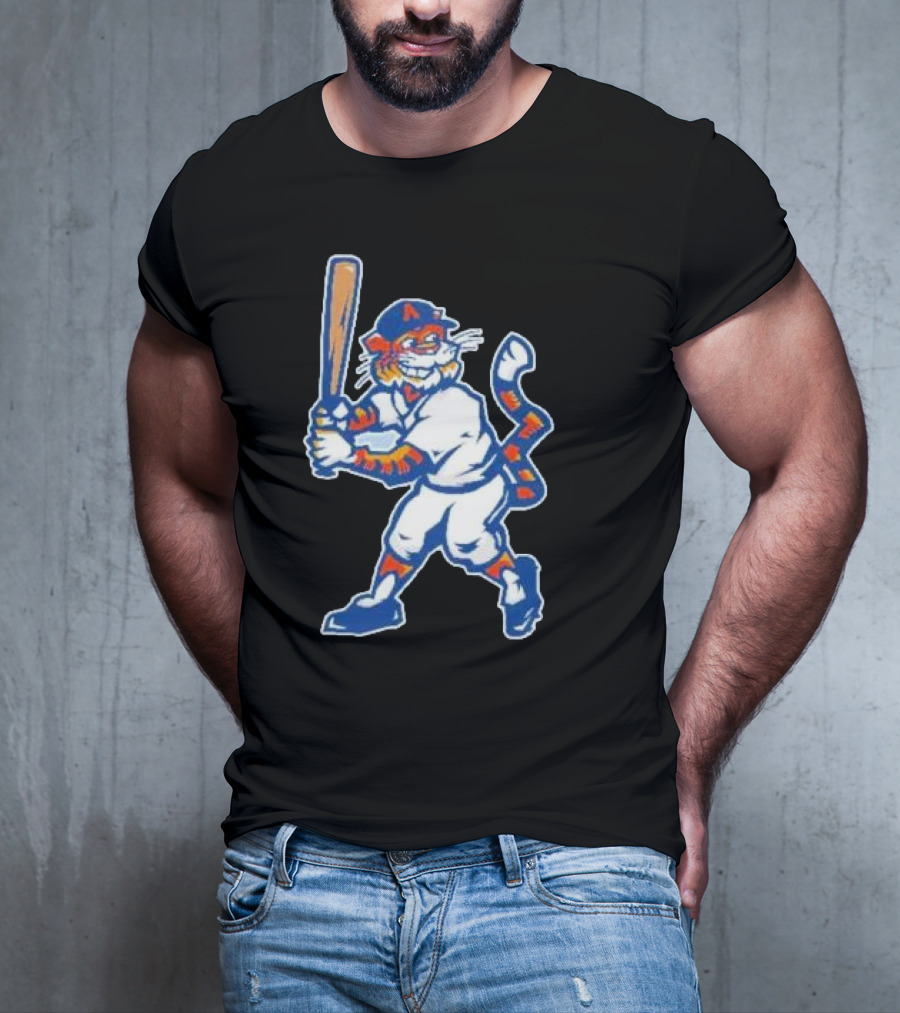 Auburn Tigers Aubie Baseball Mascot Holding Bat T-Shirt