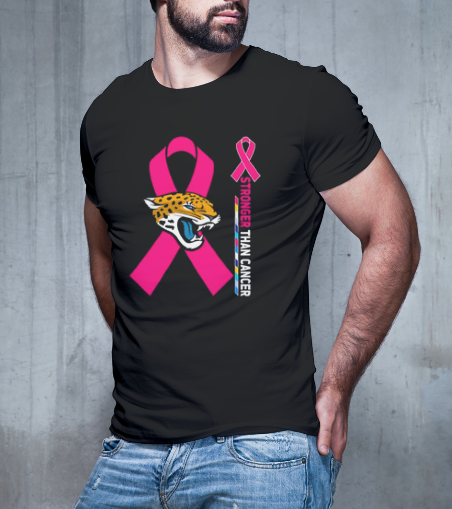 Awareness Stronger Than Cancer Pink Ribbon Jacksonville Jaguars T-Shirt