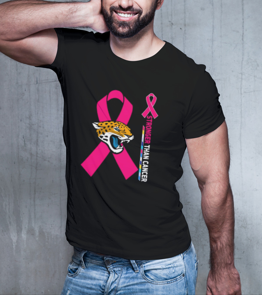 Awareness Stronger Than Cancer Pink Ribbon Jacksonville Jaguars T-Shirt