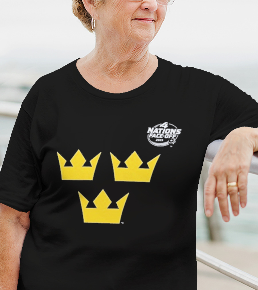 Awesome Sweden 2025 4 Nations Face-Off Primary Tre Kronor Yellow Crowns T-Shirt