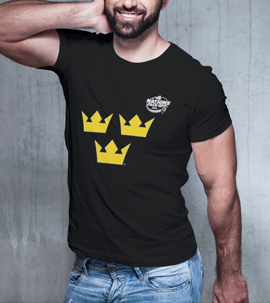 Awesome Sweden 2025 4 Nations Face-Off Primary Tre Kronor Yellow Crowns T-Shirt