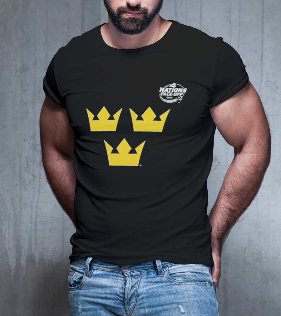 Awesome Sweden 2025 4 Nations Face-Off Primary Tre Kronor Yellow Crowns T-Shirt