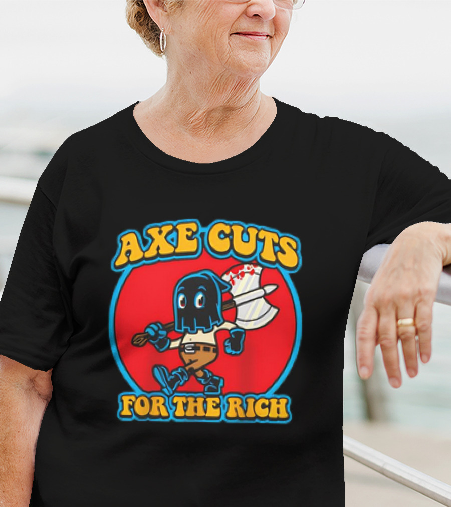 Axe Cuts For The Rich Cartoon Character With Mask And Bloody Axe T-Shirt