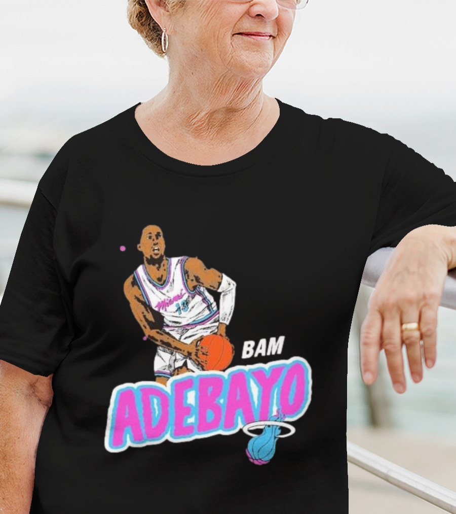 Bam Adebayo Miami Heat Retro Style Caricature With Basketball T-Shirt