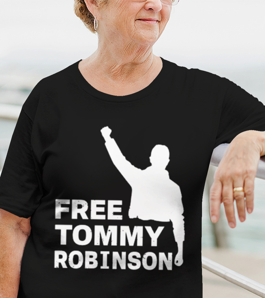 Free Tommy Robinson Activist Silhouette Fist Raised T-Shirt