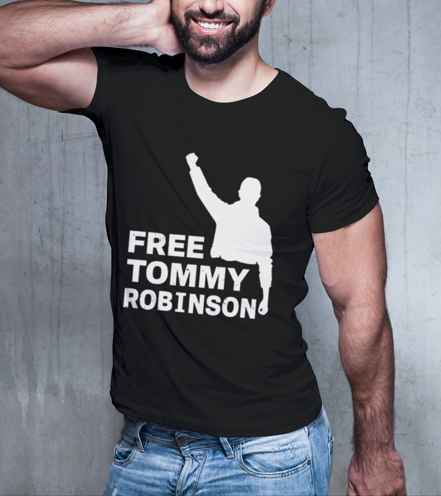 Free Tommy Robinson Activist Silhouette Fist Raised T-Shirt