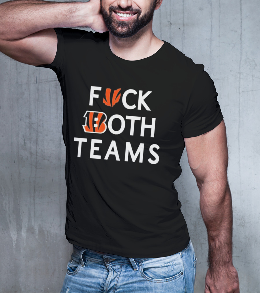 Bengals F*ck Both Teams Bold Statement With Team Initials And Claws T-Shirt