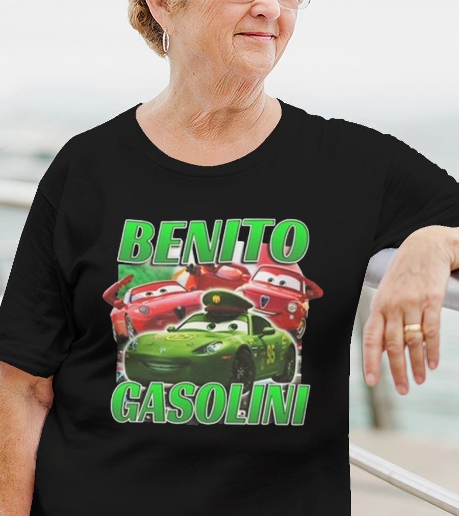 Benito Gasolini 95 Racing Cars Cartoon Crew T-Shirt