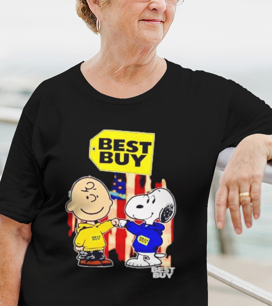 Best Buy Charlie Brown Snoopy Yellow Blue S Fist Bump T-Shirt