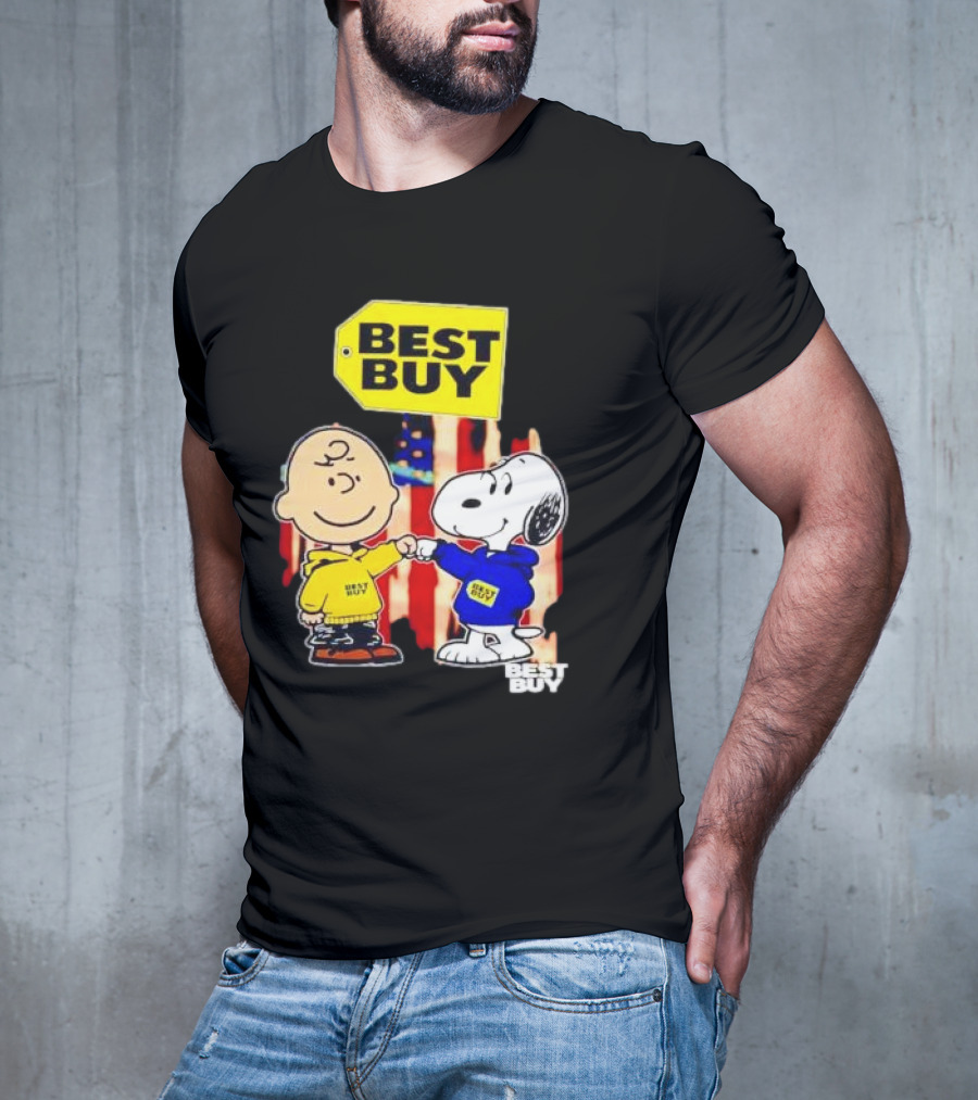 Best Buy Charlie Brown Snoopy Yellow Blue S Fist Bump T-Shirt