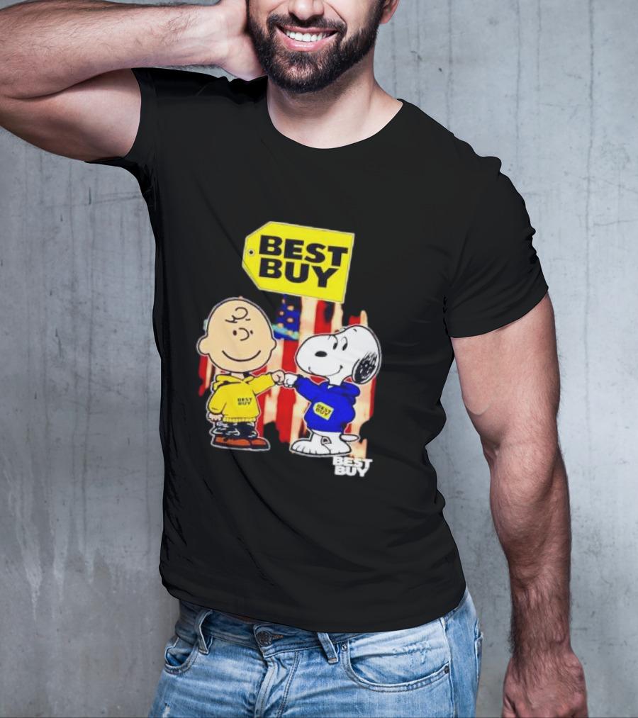 Best Buy Charlie Brown Snoopy Yellow Blue S Fist Bump T-Shirt
